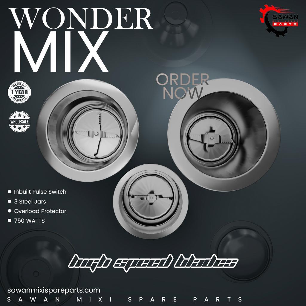 Stainless steel mixer grinder jars and blades for Wonder Mix – Sawan spare parts for 750-watt mixer grinder with pulse switch and overload protector