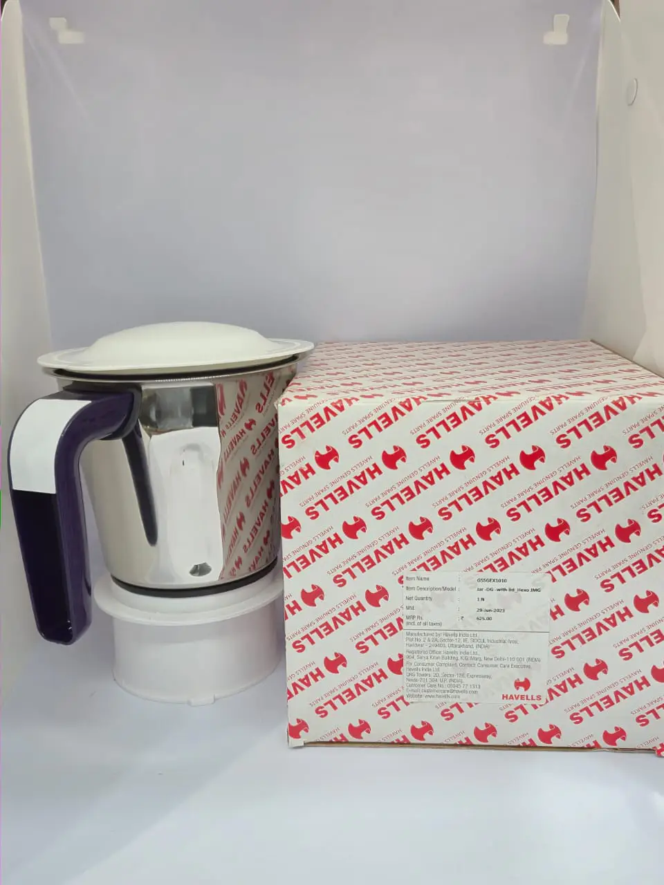 Havells Mixer Grinder Jar – Original Stainless Steel Jar with Lid for Grinding & Blending