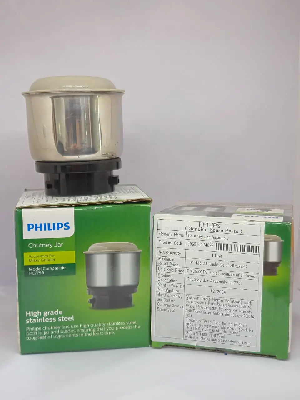 Philips HL7756 Chutney Jar – Stainless Steel Jar with Lid for Mixer Grinder (Genuine Spare Part)